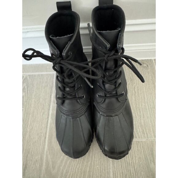 NWOT Polo Ralph Lauren Ewan Leather/Rubber Duck Boots, Black, size 5 - Picture 1 of 4
